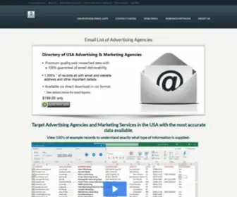 Listofadvertisingagencies.net(Email List & Mailing Addresses of USA Advertising Agencies) Screenshot