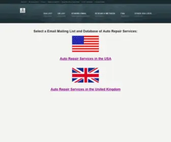 Listofautorepairservices.com(Email List & Mailing Address Database of Auto Repair Firms) Screenshot