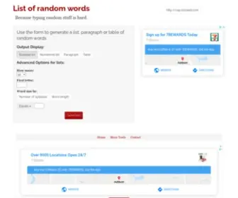 Listofrandomwords.com(List of Random Words) Screenshot