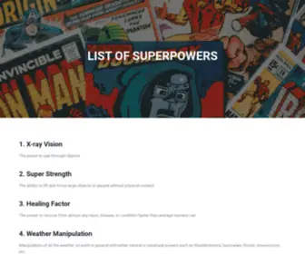 Listofsuperpowers.com(Here the list of superpowers that fulfill your fantasies) Screenshot