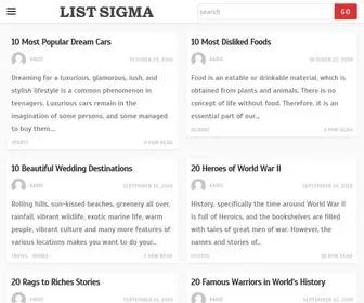 Listsigma.com(Interesting Lists Based on Facts) Screenshot