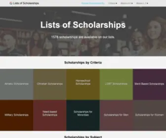 Listsofscholarships.com(Lists of Scholarships) Screenshot