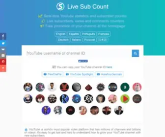 Live-SUB-Count.com(Live Sub Count shows any YouTube channel's real) Screenshot