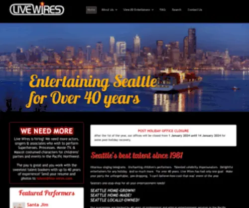 Live-Wires.com(Book Seattle Entertainers for all your parties & events) Screenshot