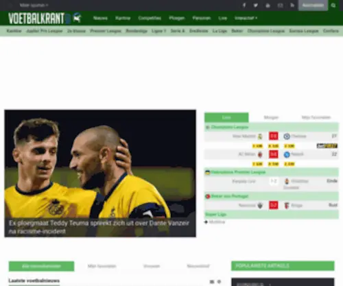 Livefootball.be(Voetbalnieuws en voetbaluitslagen uit alle competities) Screenshot