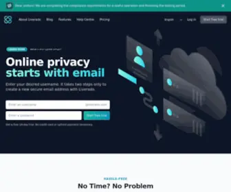 Liverado.com(Anonymous, encrypted and secure email) Screenshot