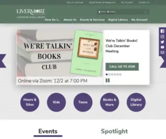 Livermorelibrary.net(Livermore Public Library) Screenshot