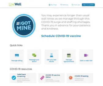 Livewellaah.org(Livewell helps you manage your health and wellness) Screenshot