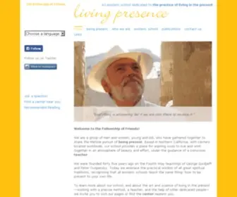Livingpresence.com(An esoteric school dedicated to the practice of living in the present) Screenshot