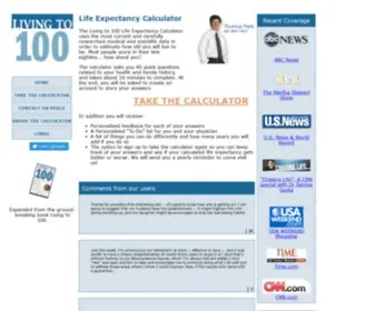 Livingto100.com(Living To 100 Life Expectancy Calculator) Screenshot