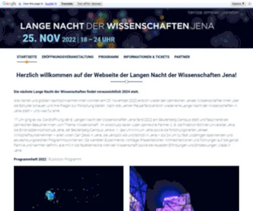 LNDW-Jena.de(Lange Nacht der Wissenschaften 2022) Screenshot