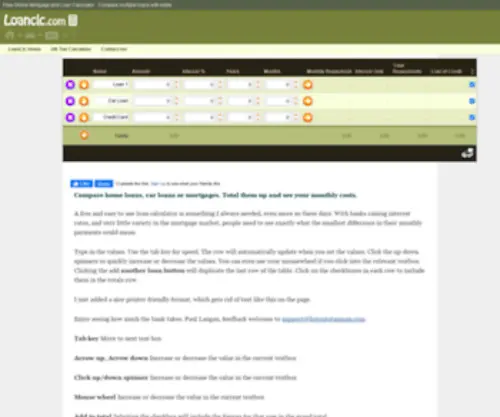 Loanclc.com(Free Online Mortgage Loan Calculator UK USA) Screenshot