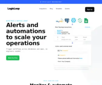 Logicloop.com(Trigger alerts and automations on top of your data) Screenshot