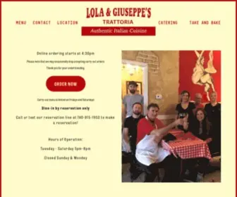 Lolaandgiuseppes.com(Lola & Giuseppe's Trattoria) Screenshot