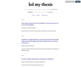 Lolmythesis.com(Summing up years of work in one sentence. Follow us on twitter) Screenshot