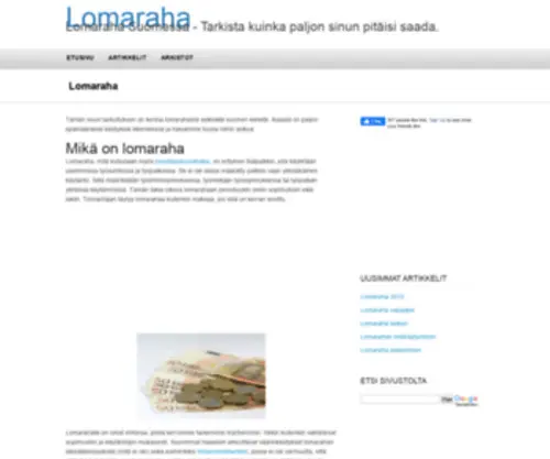 Lomaraha.com(Lomaraha Suomessa) Screenshot