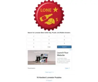 Lonestarbottlecaps.com(Lonestar Beer Bottle Cap Riddle Puzzle Answers and Photos) Screenshot