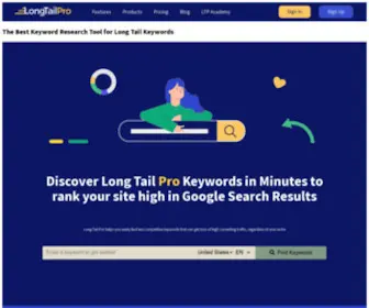 Longtailpro.com(Find Best Long Tail targeted Keywords To Rank Higher In Google Search using built) Screenshot