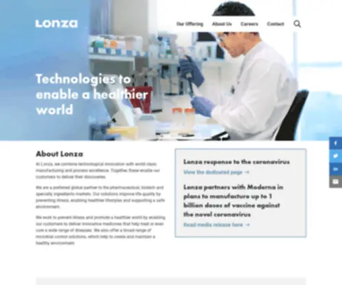 Lonzagroup.com(Enabling a Healthier World) Screenshot