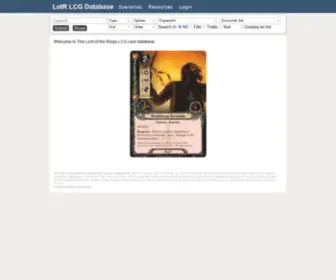 Lotrlcg.com(The Lord of The Rings Living Card Game Database) Screenshot