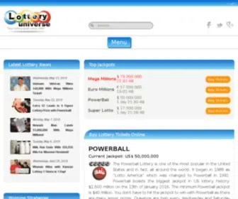 Lotteryuniverse.com Screenshot