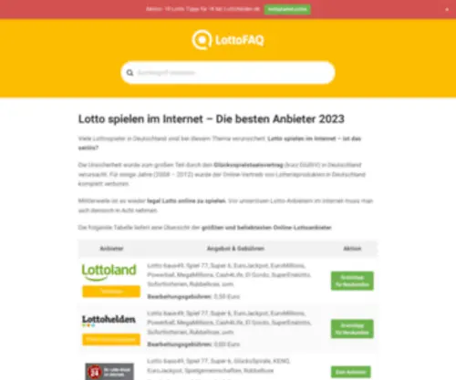 Lotto-Faq.com(Jetzt Preise vergleichen und günstiger Lotto online spielen. ☘ Aktion) Screenshot