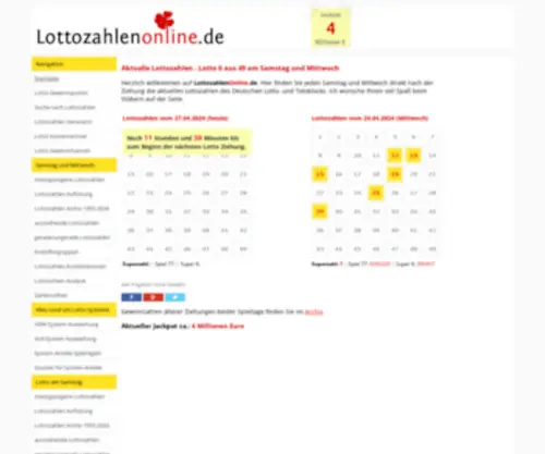 Lottozahlenonline.de Screenshot