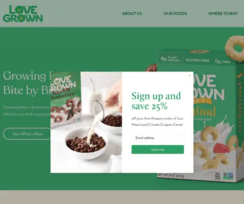 Lovegrownfoods.com(Love Grown Foods) Screenshot