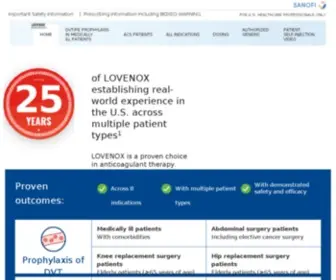 Lovenox.com(Prophylaxis of Deep Vein Thrombosis (DVT)) Screenshot