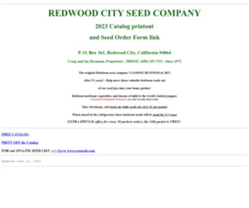 Lovepeppers.com(Redwood City Seed Company catalog request link Redwood City Seed Company Heirloom Seeds catalog request page) Screenshot