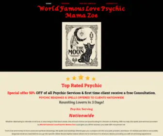 Lovepsychiczoe.com(World Famous Love Psychic Mama Zoe) Screenshot