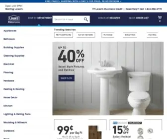 Lowesforpros.com(Home Improvement for the Pro) Screenshot