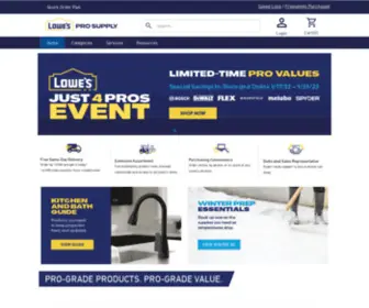 Lowesprosupply.com(Lowe's Pro Supply) Screenshot