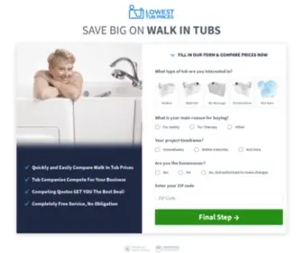 Lowesttubprices.com(Save BIG on Walk In Tubs) Screenshot
