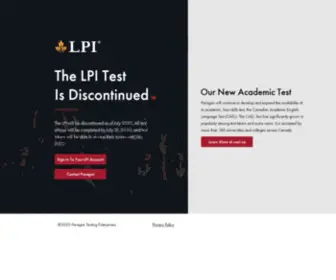 Lpitest.ca(LPI Discontinued as of JulyParagon Testing Enterprises) Screenshot