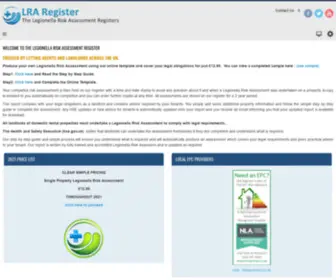 Lraregister.co.uk(Landlord legionella risk assessment template) Screenshot