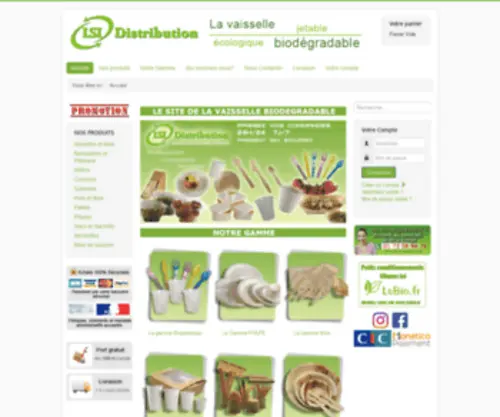 Lsidistribution.fr(LSI Distribution: Spécialiste de la vaisselle jetable écologique biodégradable) Screenshot