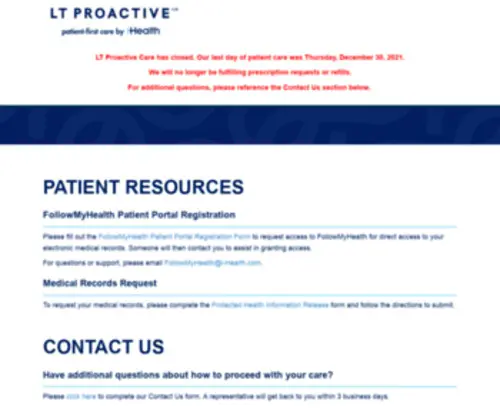 LTproactivecare.com(The creation of i) Screenshot