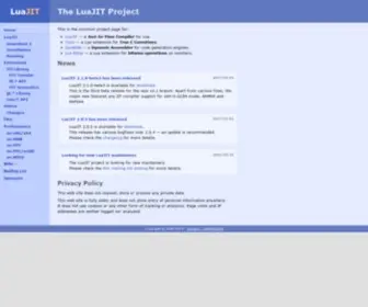 Luajit.org(The LuaJIT Project) Screenshot
