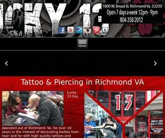Lucky13Tattooinc.com(Tattoo & Piercing In Richmond) Screenshot