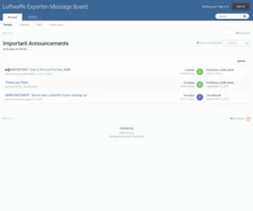 Luftwaffe-Experten.org(Important Announcements) Screenshot