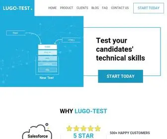 Lugo-Test.com(Test your candidate's coding or technical skills in more than 00 different technologies) Screenshot