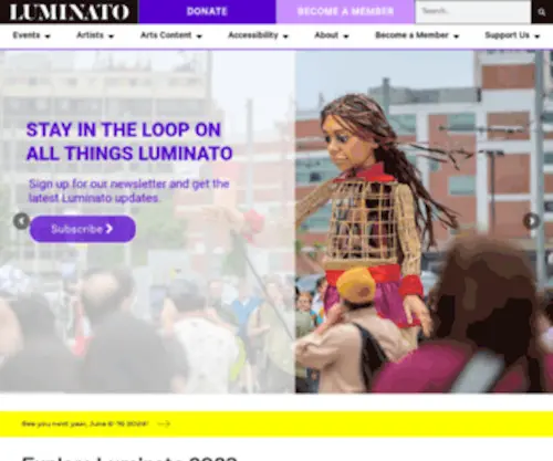 Luminatofestival.com(Luminato FestivalHome) Screenshot