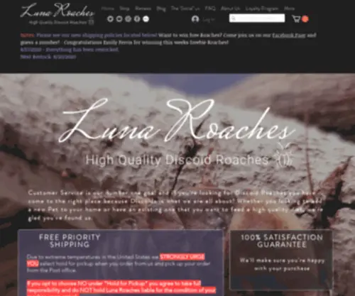 Lunaroaches.com(Discoid Roaches) Screenshot