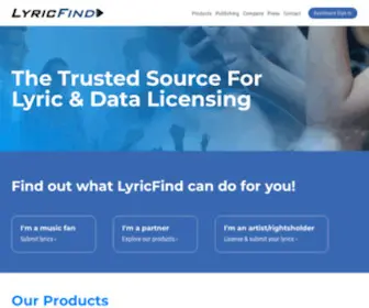 LyricFind.com(Lyric licensing) Screenshot