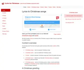 Lyricsforchristmas.com(Lyrics to Christmas songs and carols. Printable Christmas songs with chords. Christmas music) Screenshot