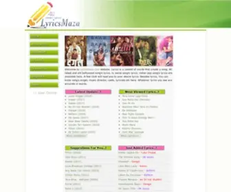 Lyricsmaza.com(Bollywood songs lyrics) Screenshot