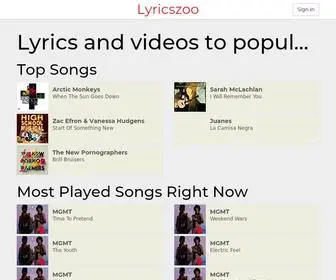 Lyricszoo.com(Lyrics and videos to popular songs and music) Screenshot
