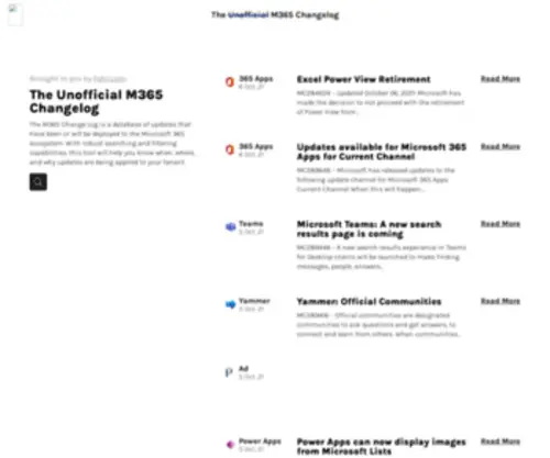 M365Log.com(The M365 Change Log) Screenshot
