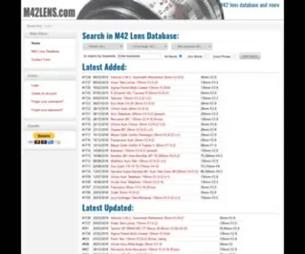 M42Lens.com(M42 Lens Database) Screenshot